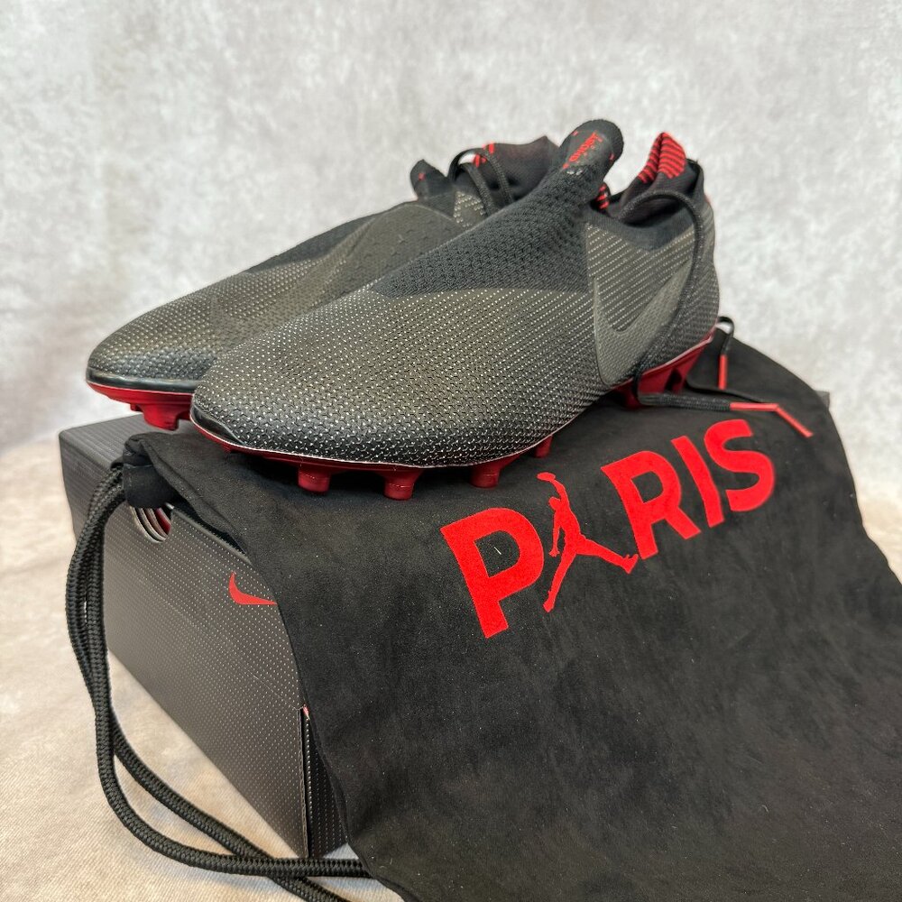 Phantom Vision Elite DF SE FG Jordan X PSG Soccer Cleat in Black and Red